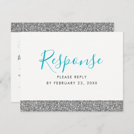 Silver Glitzer Moderne Fun UAWG Response POSTCARD Begleitkarte (Vorne/Hinten)