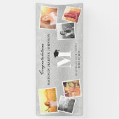 Silver Glitzer Monogram 6 Foto Graduation Party Banner (Vertikal)