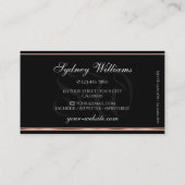 Silver Glitzer Monogram Black and Rose Gold Border Visitenkarte (Rückseite)