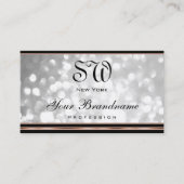 Silver Glitzer Monogram Black and Rose Gold Border Visitenkarte (Vorderseite)