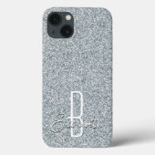 Silver Glitzer Monogram Case-Mate iPhone Hülle (Rückseite)