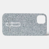 Silver Glitzer Monogram Case-Mate iPhone Hülle (Rückseite (Horizontal))