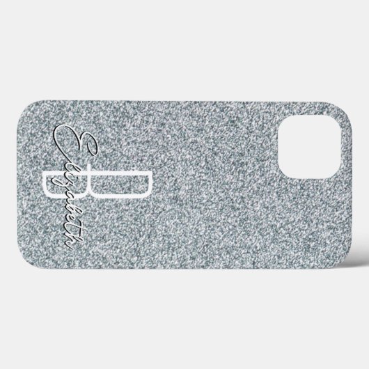 Silver Glitzer Monogram Case-Mate iPhone Hülle (Rückseite (Horizontal))