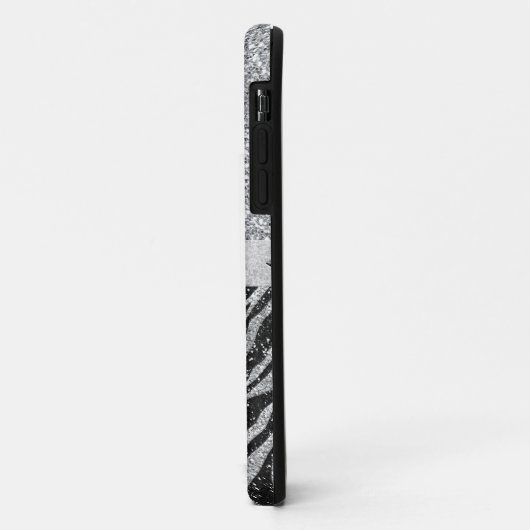 Silver Glitzer Monogram Custom iPhone Case (Hinten/Links)