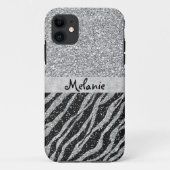 Silver Glitzer Monogram Custom iPhone Case (Rückseite)