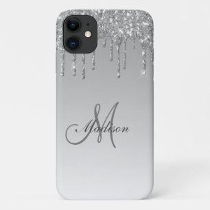 Silver Glitzer Monogram Glitzern Glam Girl Hübsch Case-Mate iPhone Hülle
