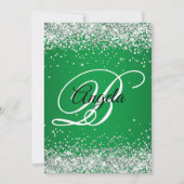 Silver Glitzer Monogram Green Ombre 50. Geburtstag Einladung (Vorderseite)