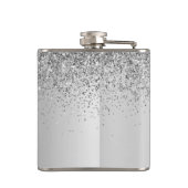 Silver Glitzer Monogram Name Luxury Girl Flachmann (Rückseite)