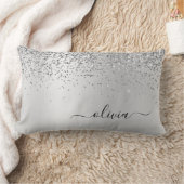 Silver Glitzer Monogram Name Luxury Girl Lendenkissen (Decke)