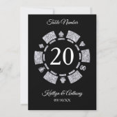 Silver Glitzer Monogram Poker Chip Casino Hochzeit Einladung (Rückseite)