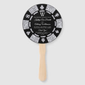 Silver Glitzer Monogram Poker Chip Casino Hochzeit Fächer (Vorderseite)