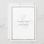 Silver Glitzer Monogramm Initialen Einladung (Rückseite)