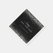 Silver Glitzer Name Black Happy New Year 2026 Serviette (Ecke)