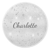 Silver Glitzer Name elegant glamourös Keramikknauf (Vorderseite)