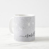 Silver Glitzer Namensskript glamourös Kaffeetasse (Vorderseite Links)