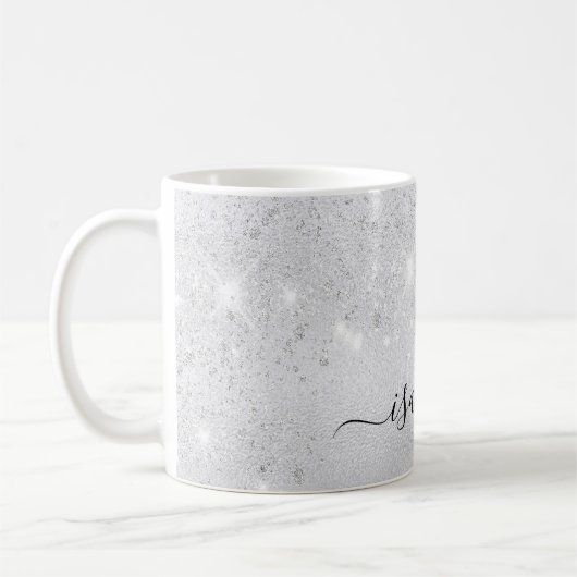 Silver Glitzer Namensskript glamourös Kaffeetasse (Links)