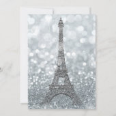 Silver Glitzer Navy Balloons Eiffel Tower Paris Einladung (Rückseite)