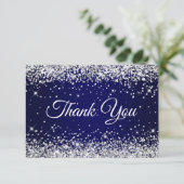 Silver Glitzer Navy Blue 40. Geburtstag Dankeskarte (Stehend Vorderseite)