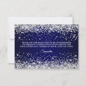 Silver Glitzer Navy Blue 40. Geburtstag Dankeskarte (Rückseite)