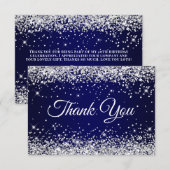 Silver Glitzer Navy Blue 40. Geburtstag Dankeskarte (Vorne/Hinten)