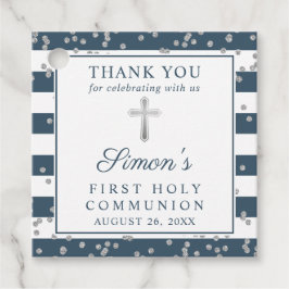 Silver Glitzer Navy Blue First Communation Vielen Geschenkanhänger