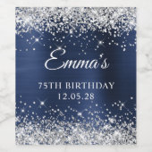 Silver Glitzer Navy Blue Foil 75. Weinetikett (Einzelnes Label)