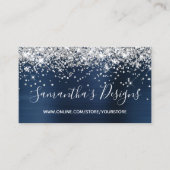 Silver Glitzer Navy Blue Foil Online Store Visitenkarte (Vorderseite)