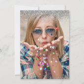 Silver Glitzer Navy Blue Foto Abschluss Einladung (Rückseite)