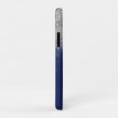 Silver Glitzer Navy Blue Monogram EleganCustom Case-Mate iPhone Hülle (Hinten/Rechts)