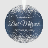 Silver Glitzer Navy Blue Ombre Foil Bat Mitzvah Ornament (Rückseite)