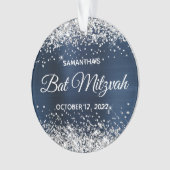Silver Glitzer Navy Blue Ombre Foil Bat Mitzvah Ornament (Vorderseite)