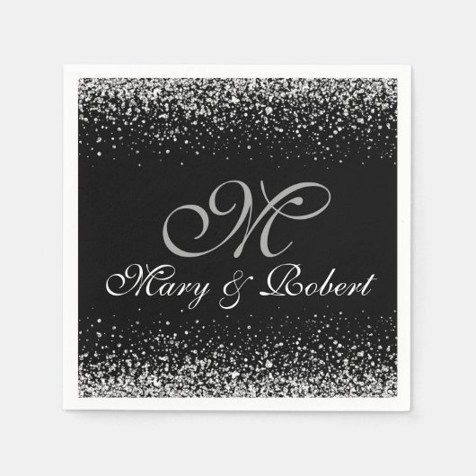 Silver Glitzer Night Sky Serviette (Vorderseite)
