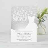 Silver Glitzer Ober-Folie Brautparty Einladung (Stehend Vorderseite)