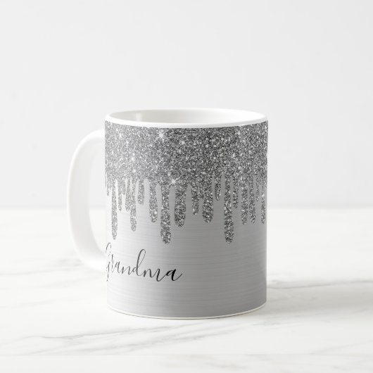 Silver Glitzer Oma Keramik Kaffeetasse (Vorderseite Links)
