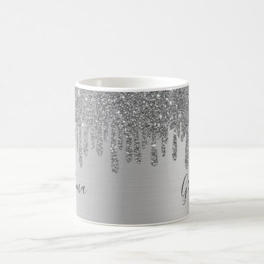 Silver Glitzer Oma Keramik Kaffeetasse (Mittel)