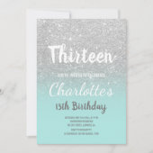 Silver Glitzer ombre aquamarin Drehbuch dreizehn G Einladung (Vorderseite)