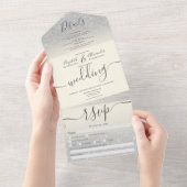 Silver Glitzer ombre Elfenbeinskripte Hochzeit All In One Einladung (Abreißen)