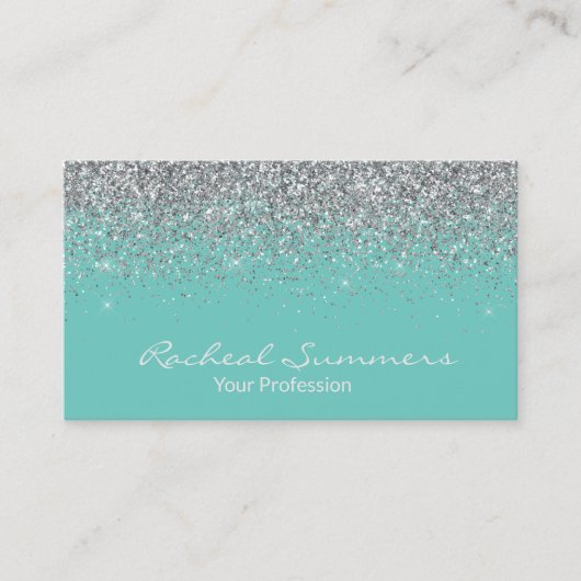 Silver Glitzer Ombre Fading Modern Chic Visitenkarte (Vorderseite)