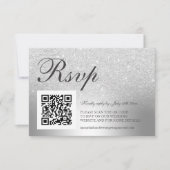 Silver Glitzer ombre Folie UAWG Qr Code Hochzeit RSVP Karte (Vorderseite)