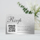 Silver Glitzer ombre Folie UAWG Qr Code Hochzeit RSVP Karte (Stehend Vorderseite)