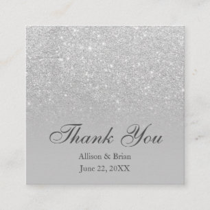 Silver Glitzer ombre grau danke Ihnen Hochzeit Quadratische Visitenkarte