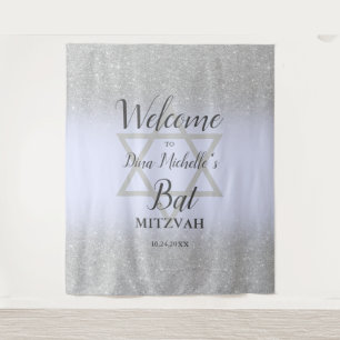 Silver Glitzer ombre lavender chic Bat Mitzvah Wandteppich
