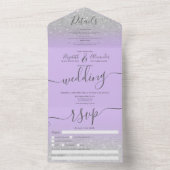 Silver Glitzer ombre lavender script All In One Einladung (Innen Boden)