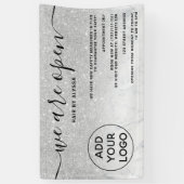 Silver Glitzer ombre Logo Marmor Wir sind offen Banner (Vertikal)