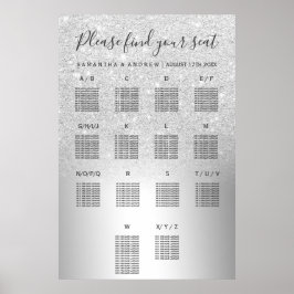 Silver Glitzer ombre Metallic Seekarte Poster