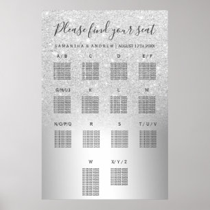 Silver Glitzer ombre Metallic Seekarte Poster