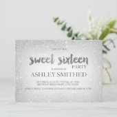 Silver Glitzer ombre Moderner Sweet 16 Einladung (Stehend Vorderseite)