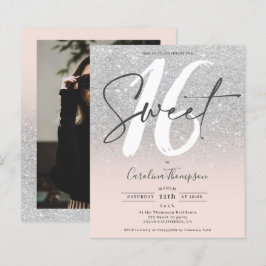 SIlver Glitzer ombre rosa Foto Budget Sweet 16