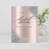 Silver Glitzer Ombre Rose Gold Brautparty Einladung (Stehend Vorderseite)