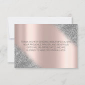 Silver Glitzer Ombre Rose Gold Danke Karte (Rückseite)